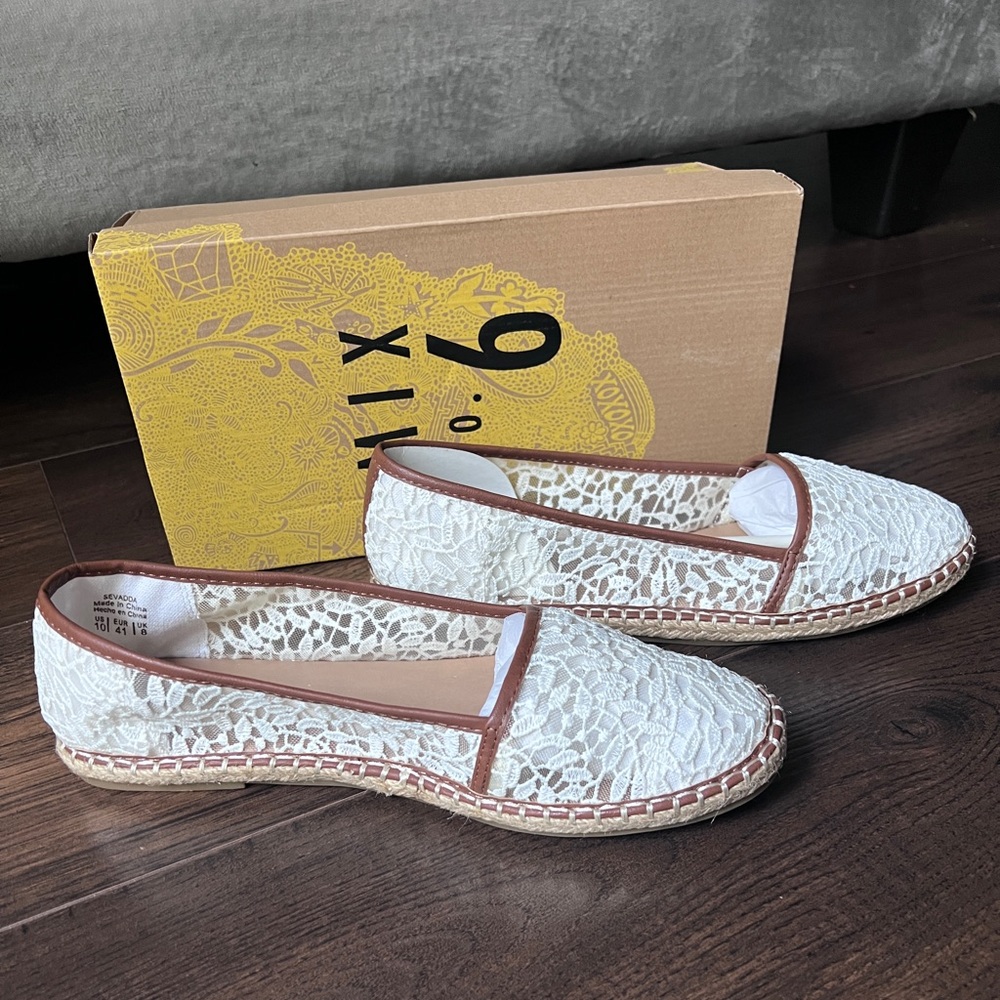 Mix No. 6 La White Lace Espadrilles Size 10